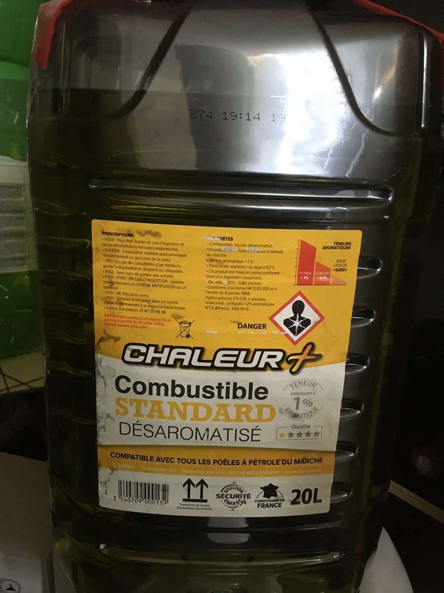 Combustible CHALEUR + : le bidon de 20 l à Prix Carrefour